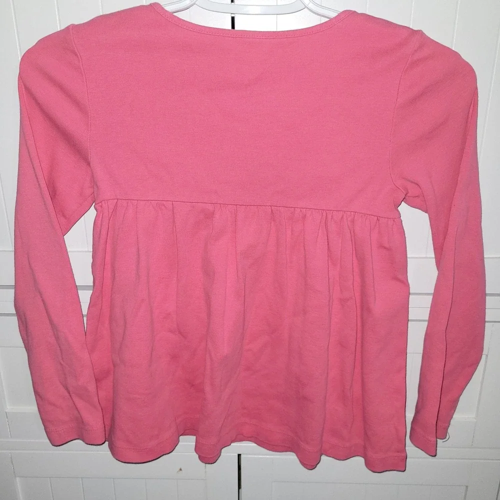 Gymboree Girls Pink Cotton Long Sleeve Turtle Flower Peplum Top Shirt Size 7 y2k